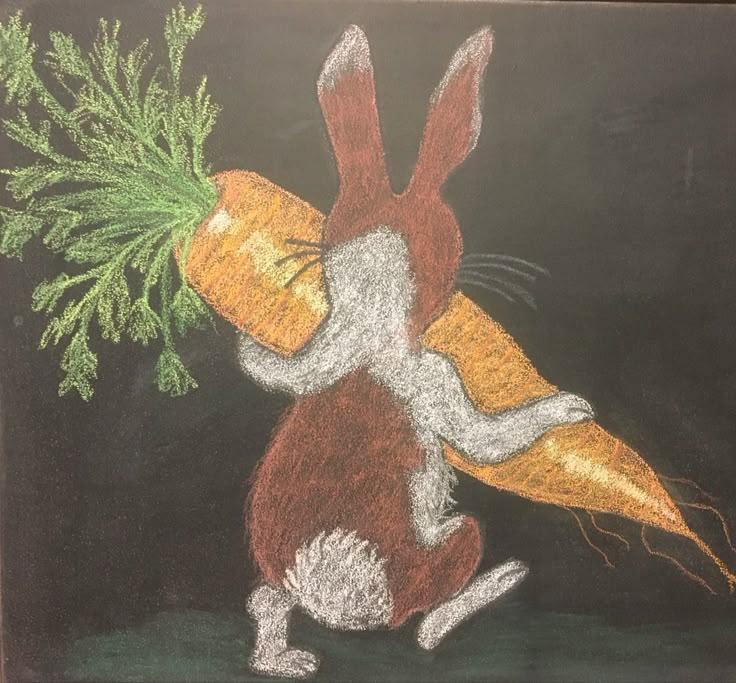 Simple carrot and bunny chalkboard art