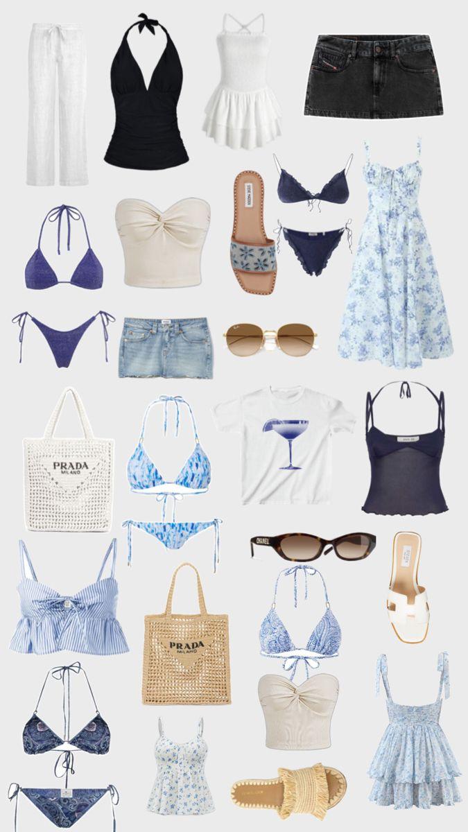 collage of different summer outfits
