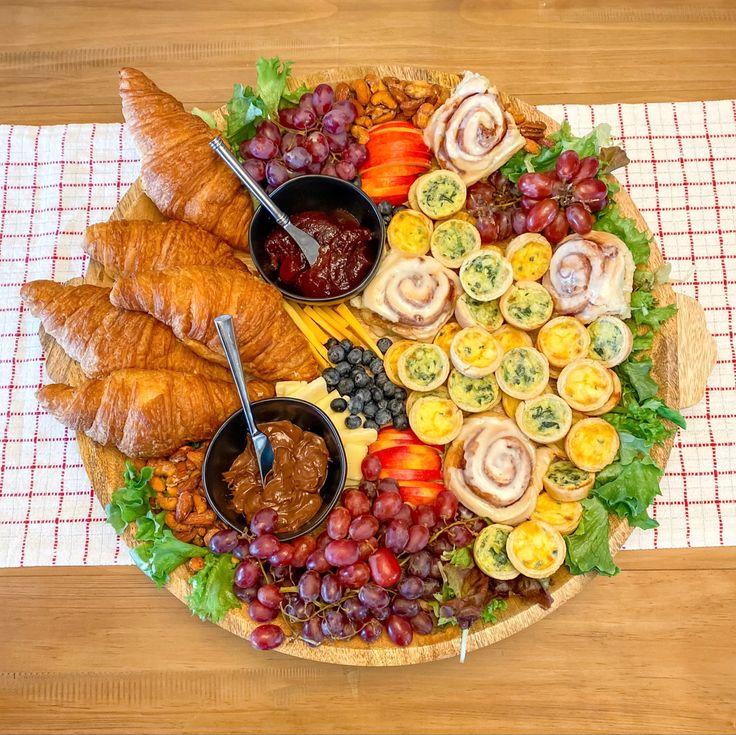 charcuterie board with mini quiches