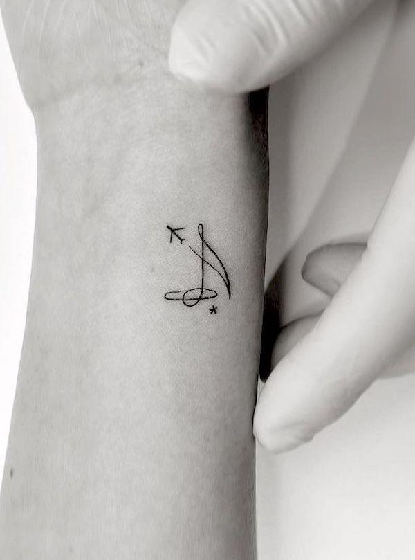 A variety of music-related small tattoo designs