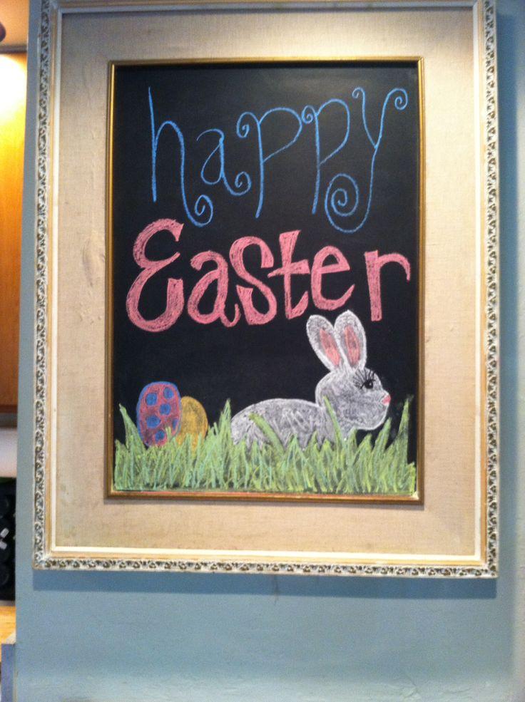 A collection of various Easter chalkboard art designs