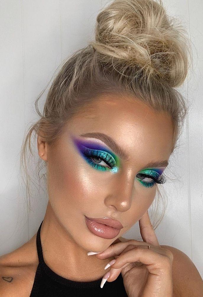 woman with bold eyeshadow Coachella makeup