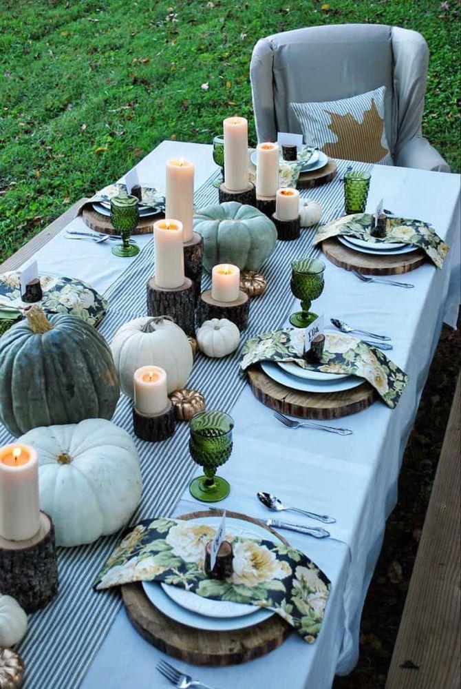 rustic wooden table setting for thanksgiving