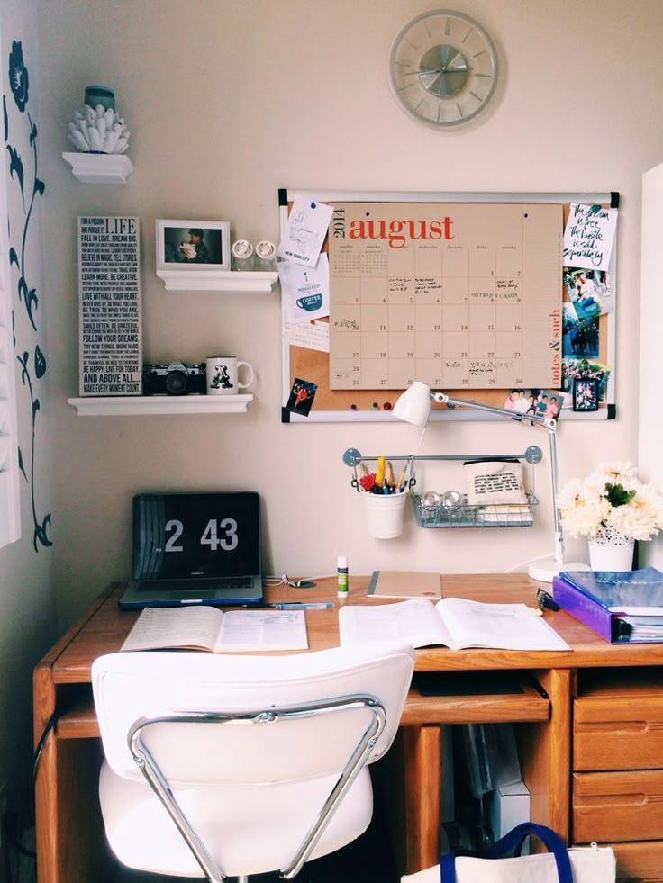 cute calendar on a dorm room desk