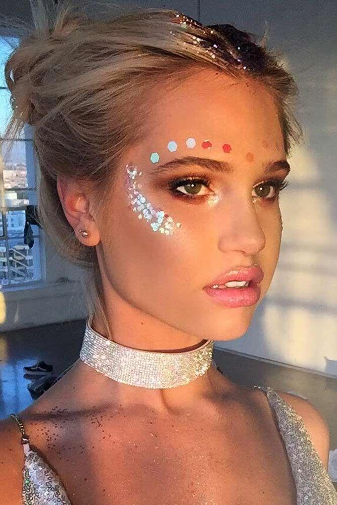 woman with glitter Coachella makeup