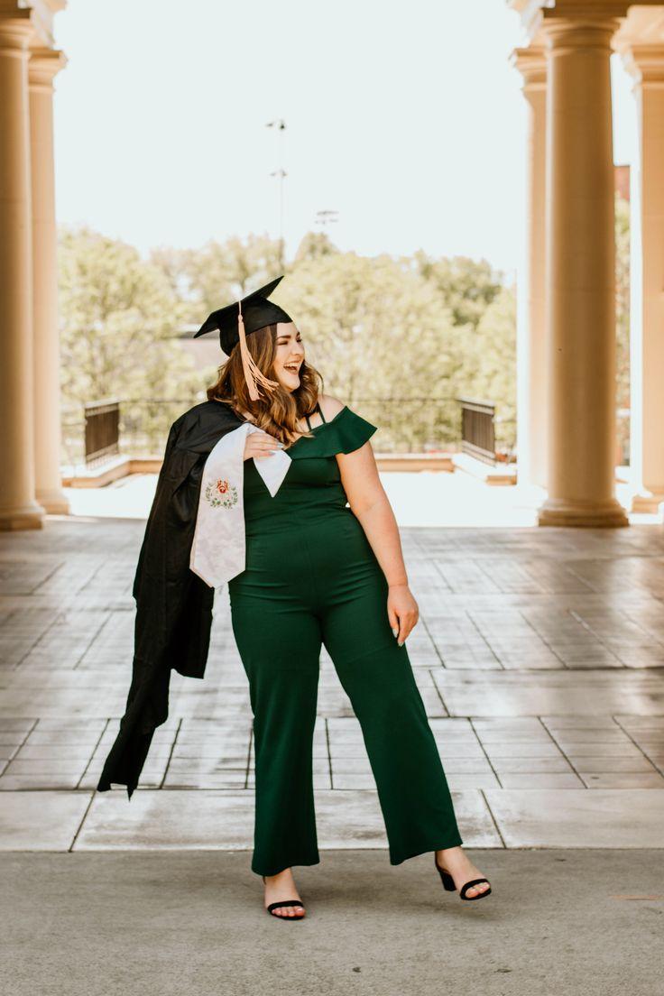woman in a chic graduation jumpsuit