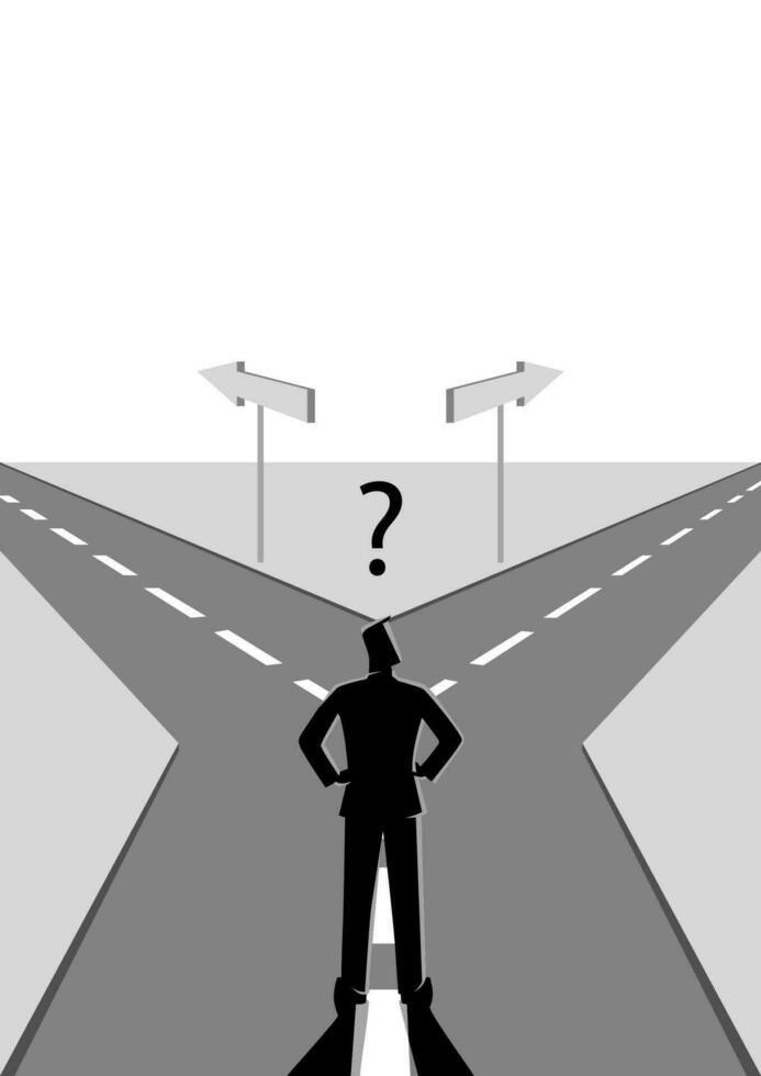 person choosing between two paths