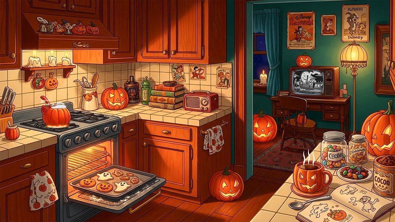 Cozy kitchen scene, grandma cooking chili in an old pot, warm lighting, family laughing at a table