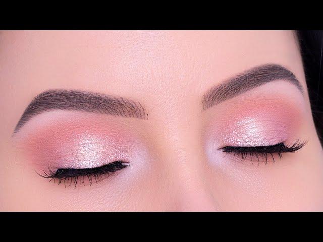 woman wearing soft pink eyeshadow