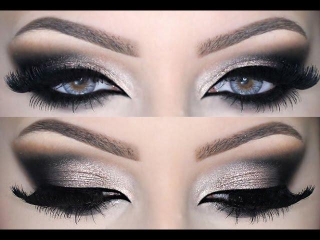 woman wearing dramatic smoky eye makeup