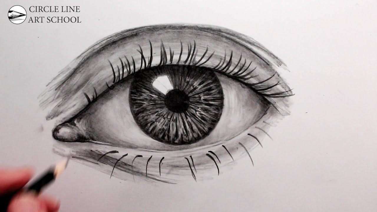 realistic drawing of a human eye