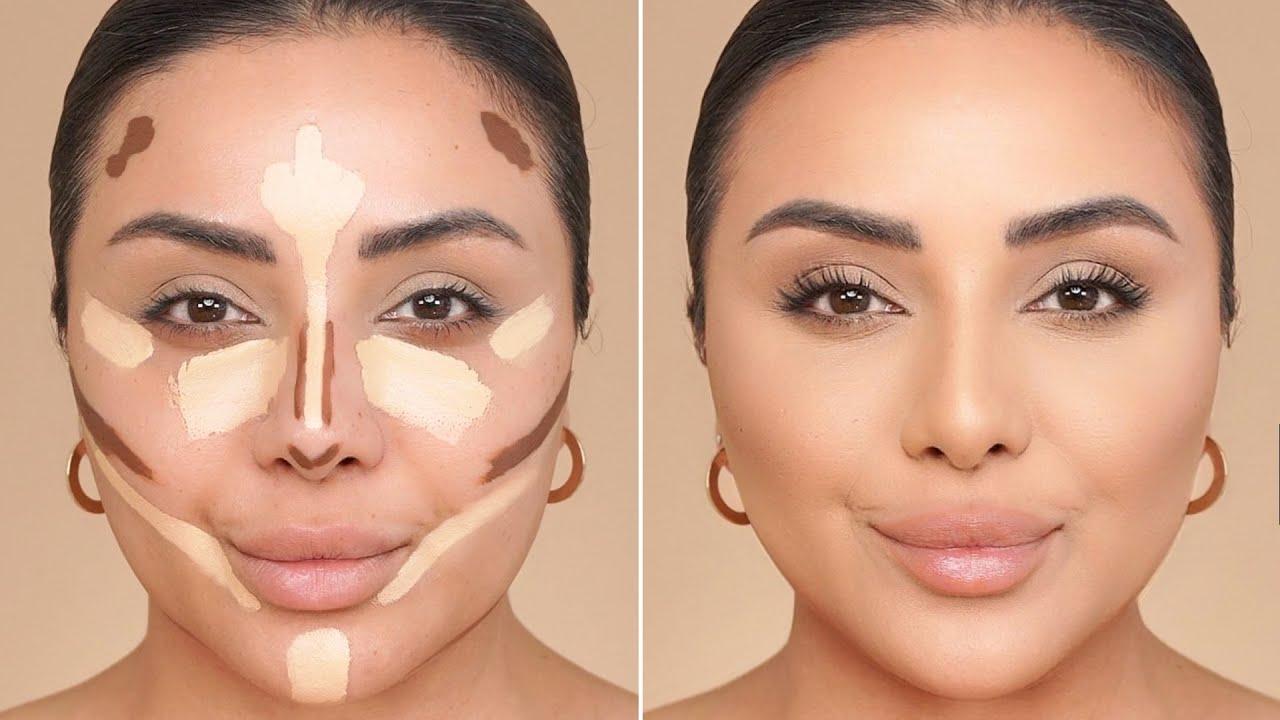woman contouring her face