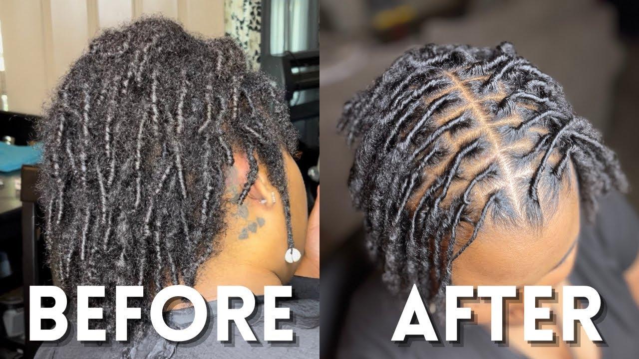 woman palm rolling her short dreads