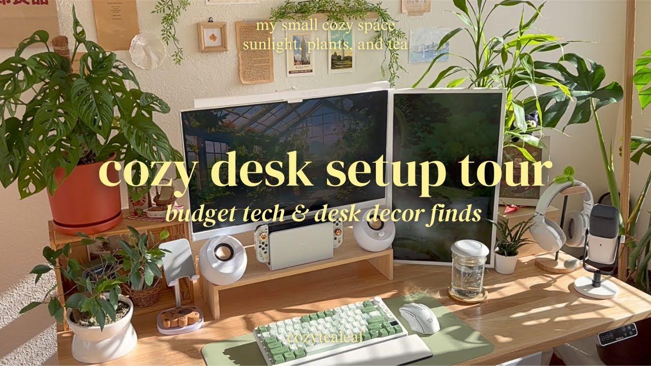 woman creating Pinterest content at a cozy desk