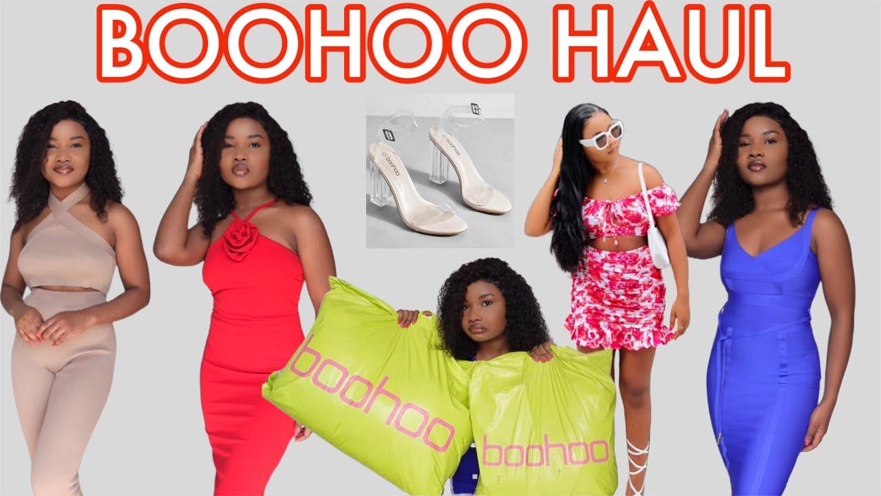 affordable dresses showcased on Boohoo
