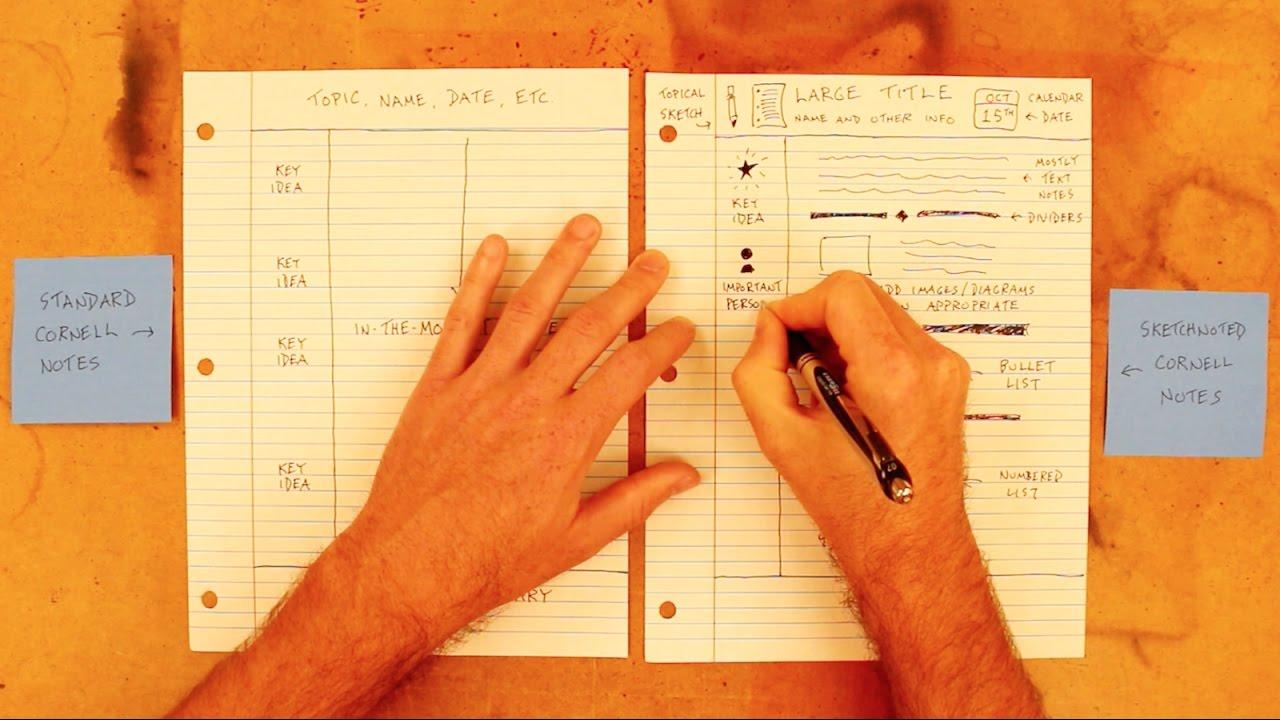 person using Cornell note-taking method