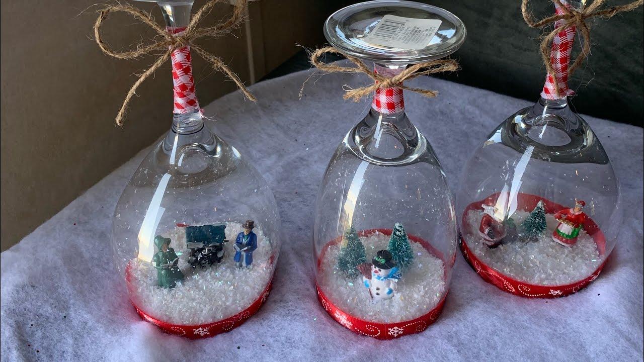 diy wine glass snow globe