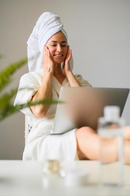 woman enjoying a spa day