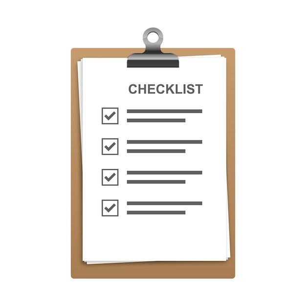 Checklist on a clipboard