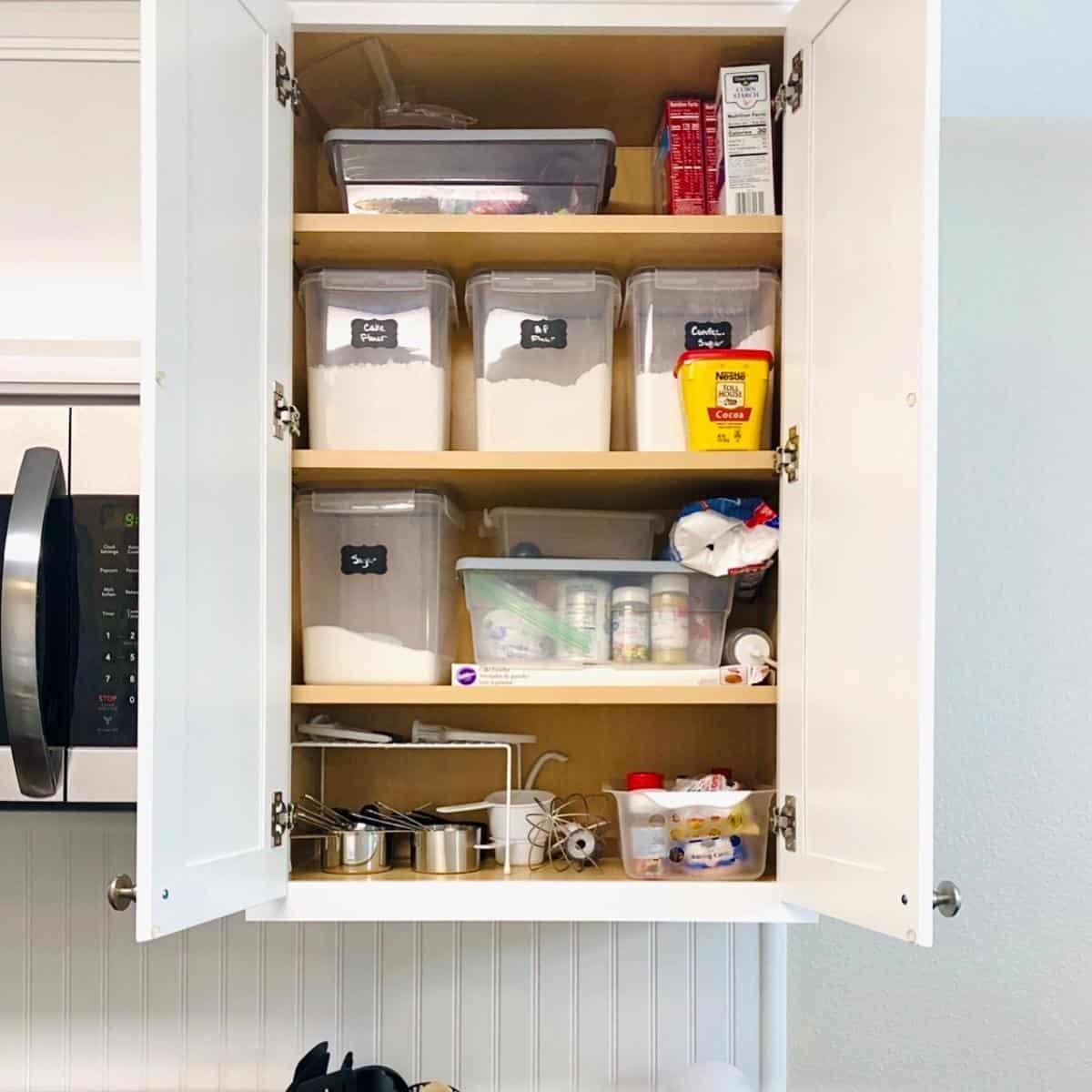 a rustic kitchen setup with baking ingredients scattered around