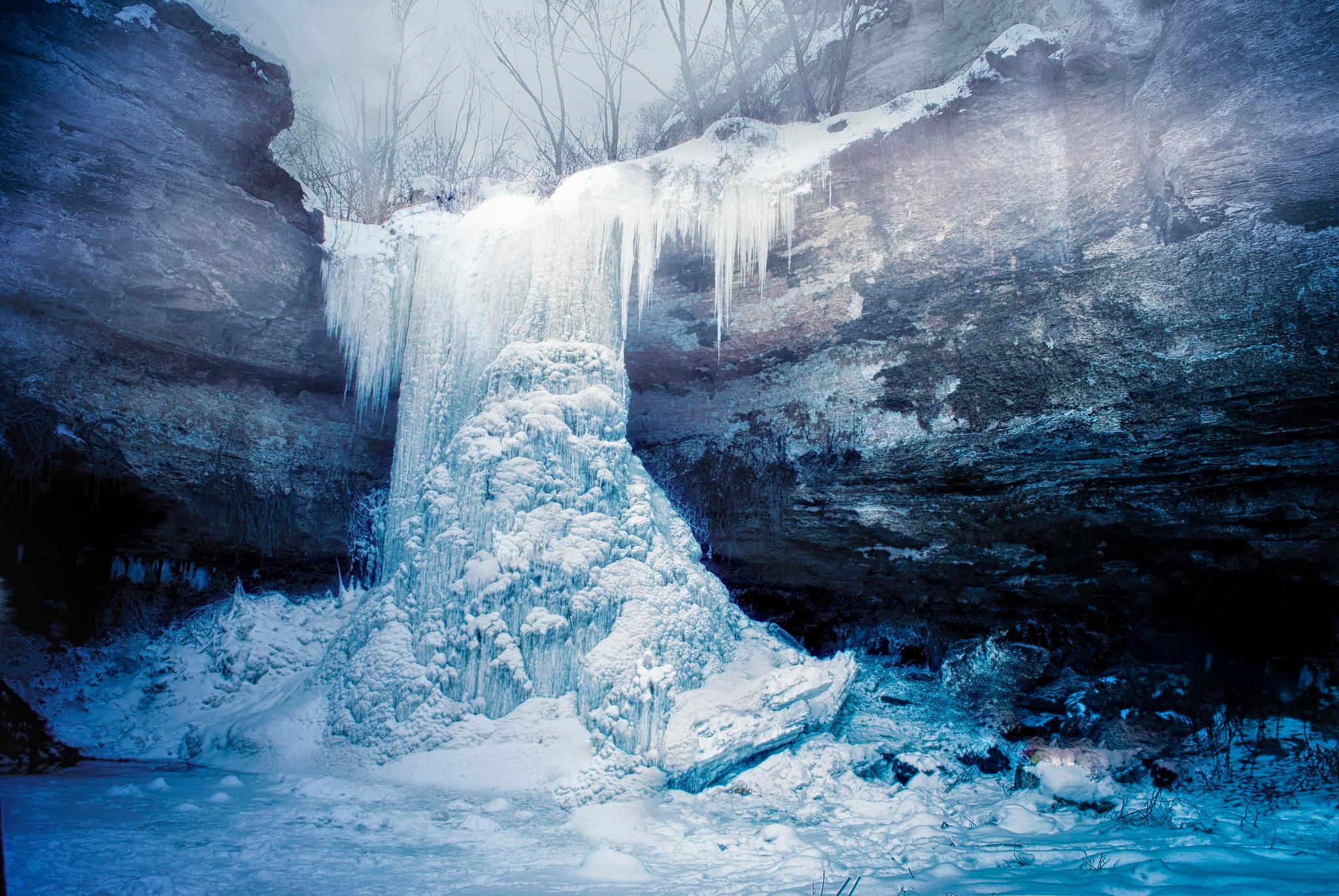 frozen waterfall landscape photography