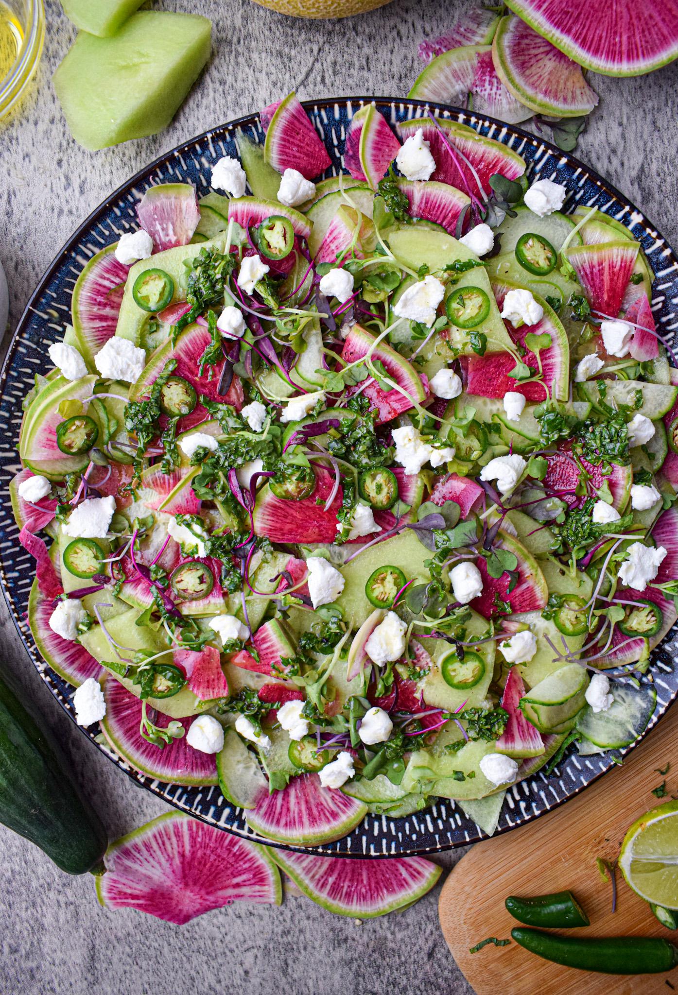 ingredients for Watermelon Radish Pineapple salad