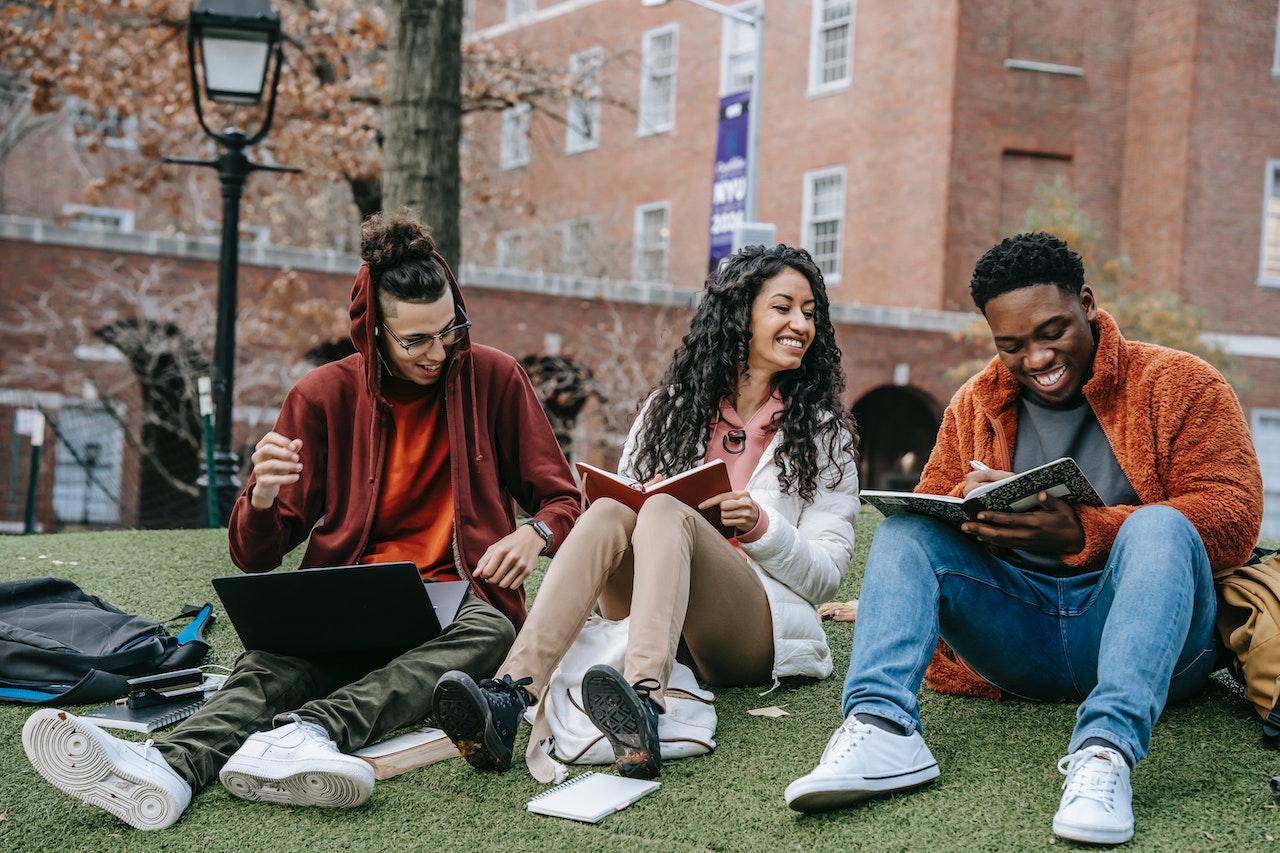 college students communicating in a campus setting
