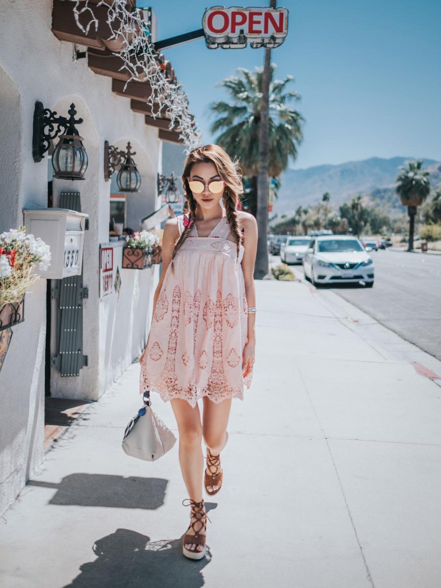 woman wearing comfortable and stylish shoes at Coachella