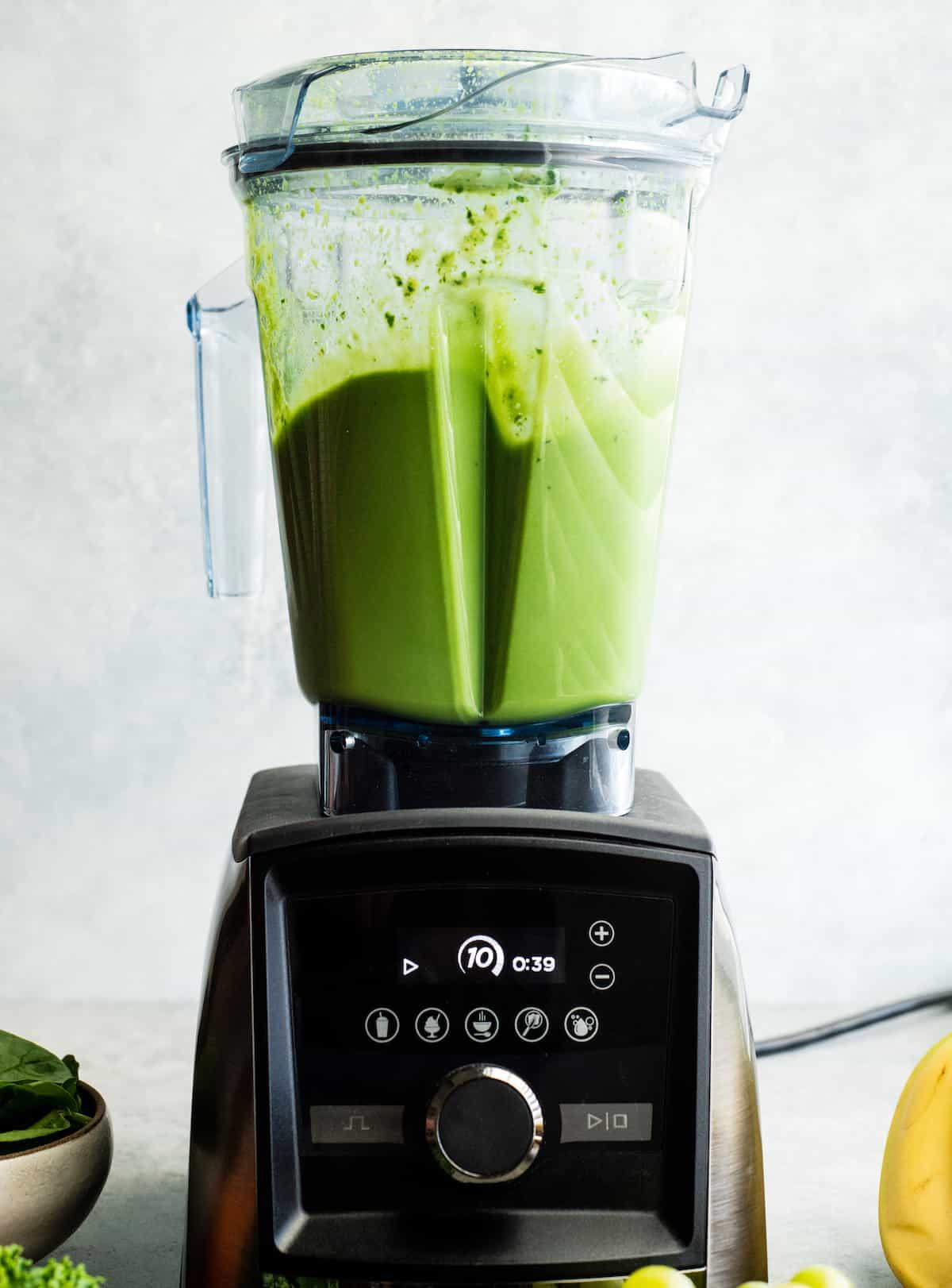 Green smoothie in a blender
