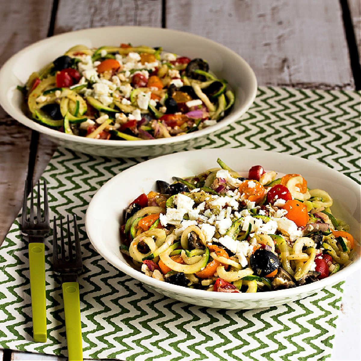 Mediterranean zoodle stir-fry with feta cheese