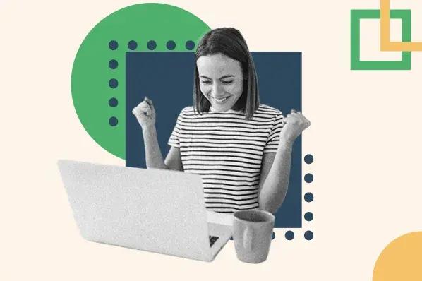 woman working on a laptop doing keyword research