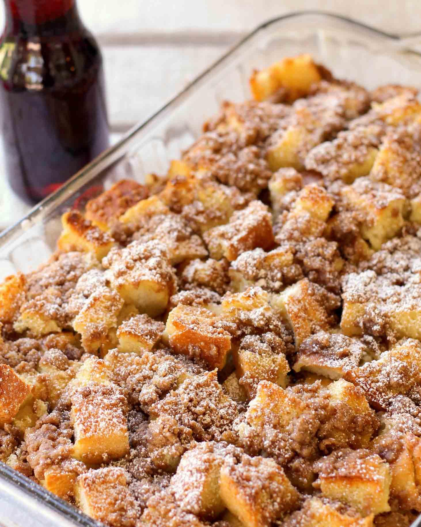 refrigerator with french toast casserole inside