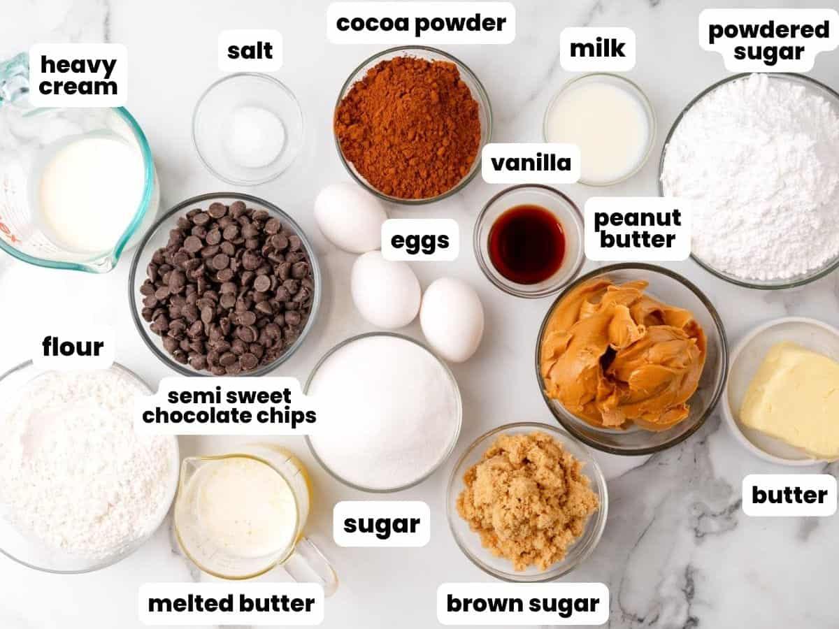 ingredients for sugar-free brownies arranged on a counter