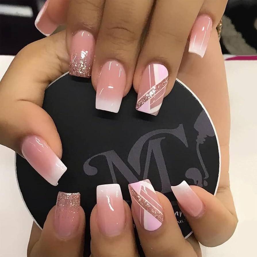 ombre french manicure and geometric french manicure