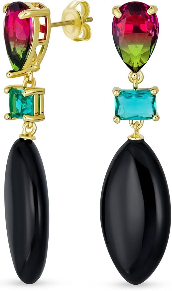 geometric earrings with gemstones