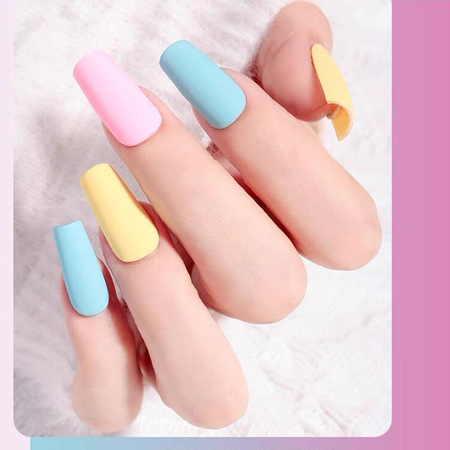 pastel nail polish kits and manicured nails