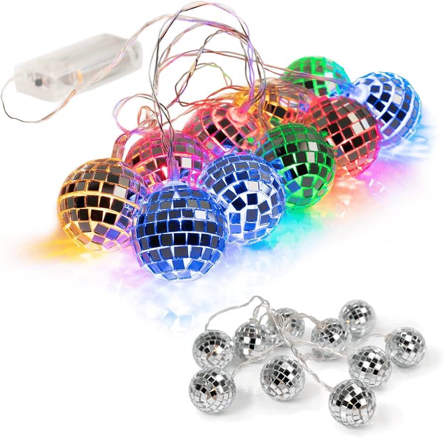 travel-sized disco ball vs string lights