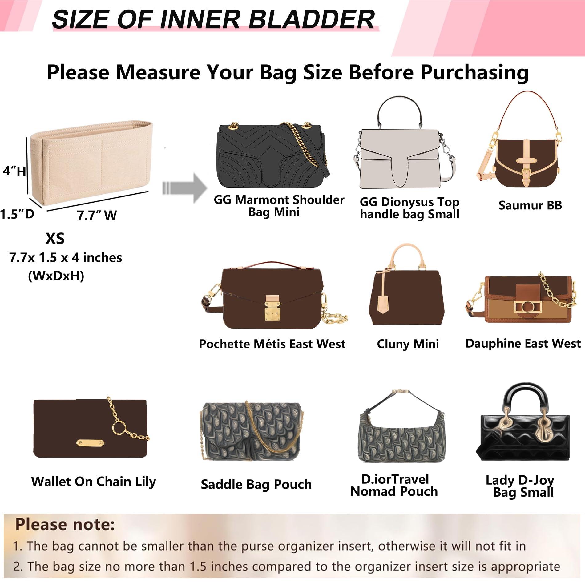 various sizes of pouches and organizers for handbags