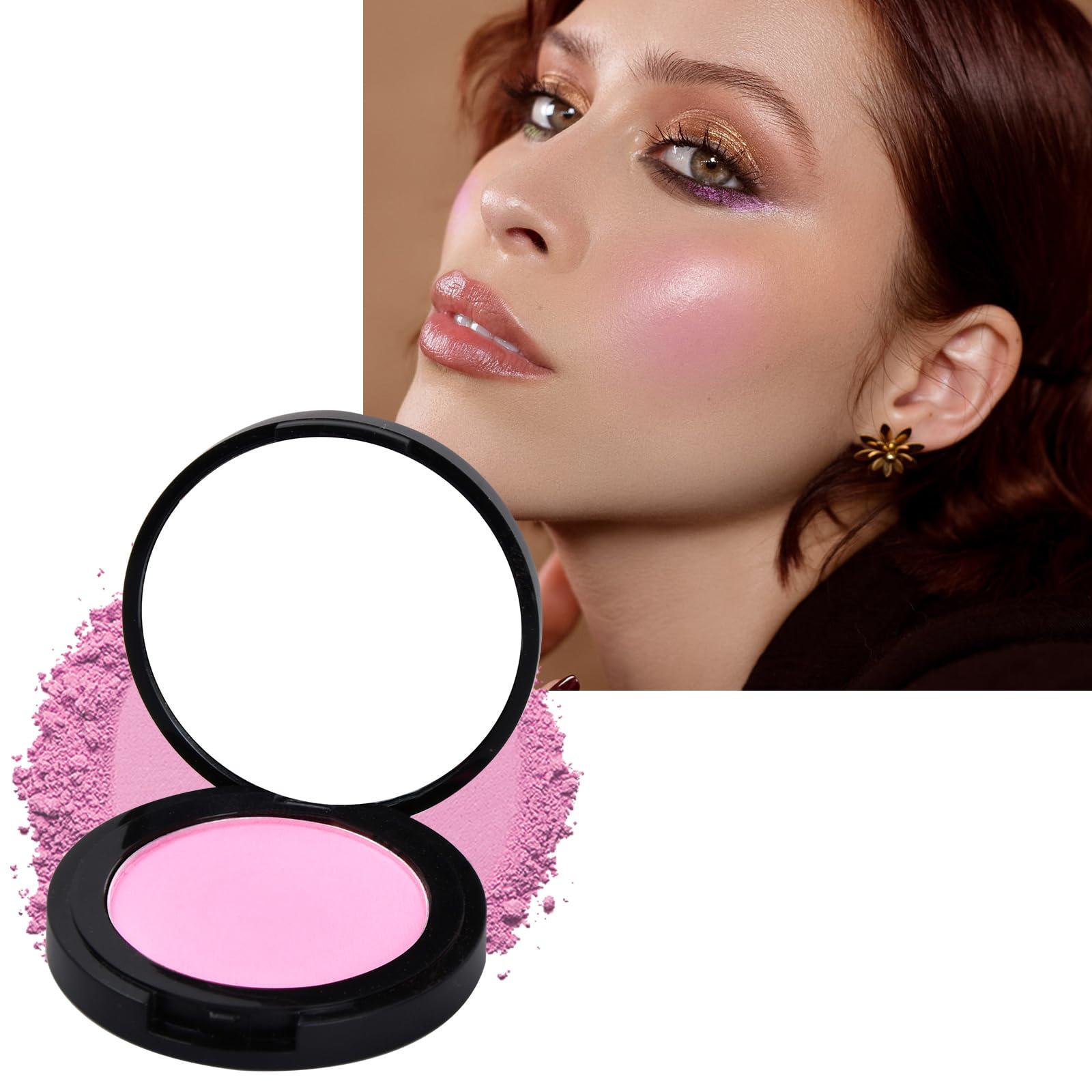 woman with matte skin wearing powder blush