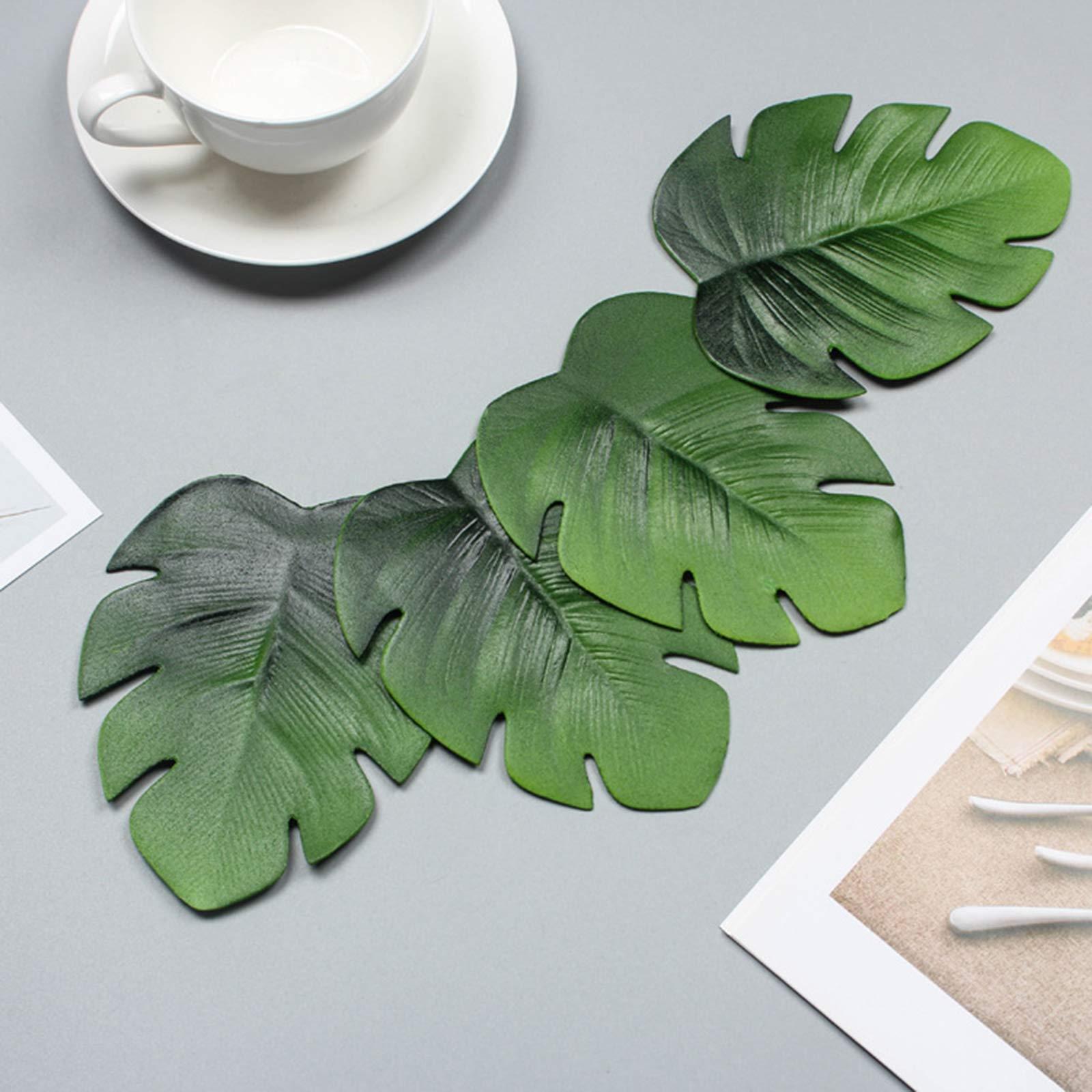 Leaf coasters on a coffee table