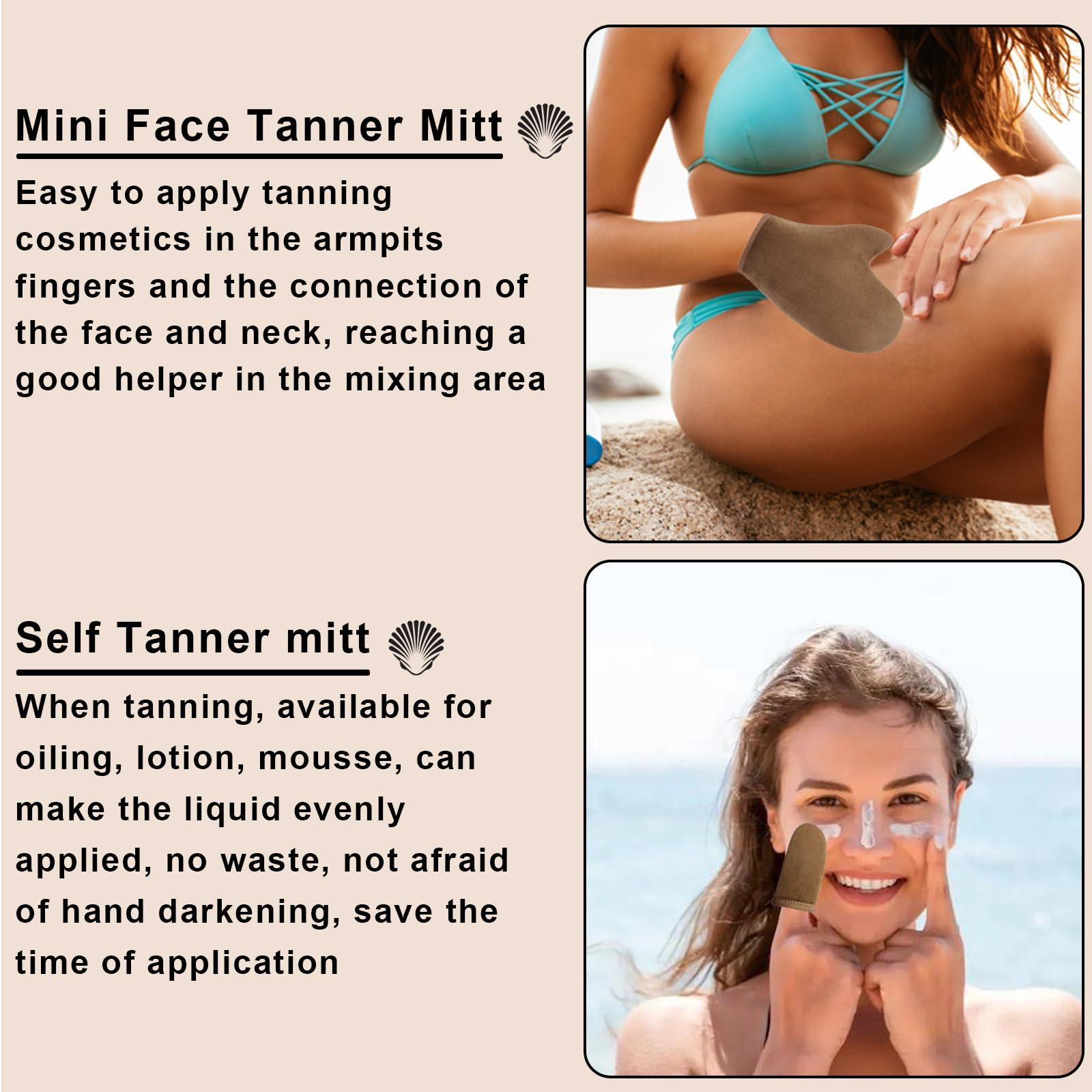 woman applying self tanner with mitt