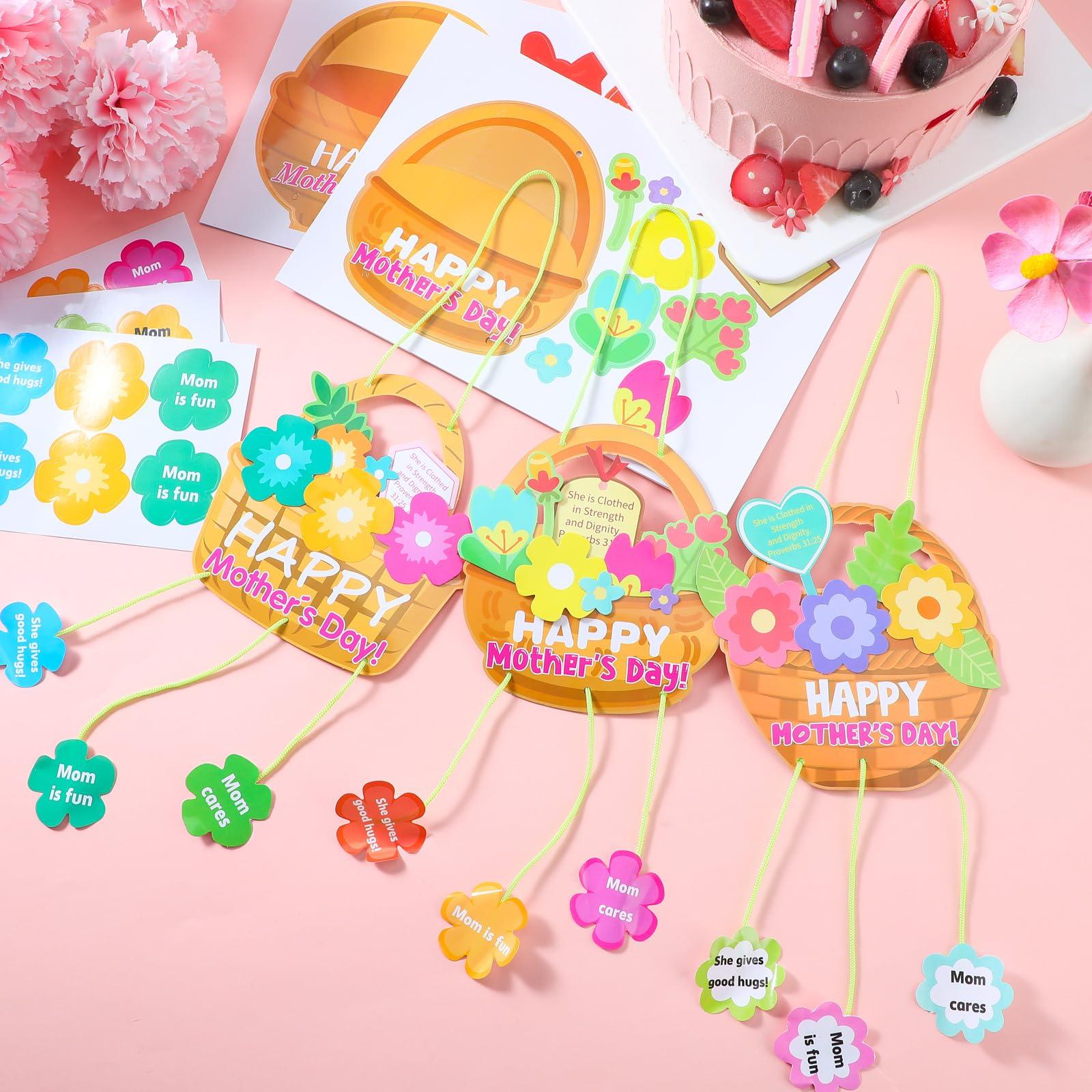 kids crafting mother's day gifts, happy and engaged