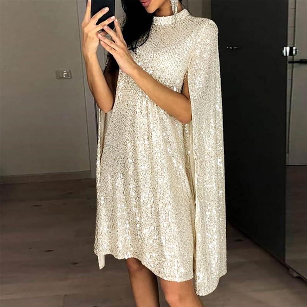 woman in a sequin graduation dress