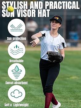 woman playing softball with sun protection