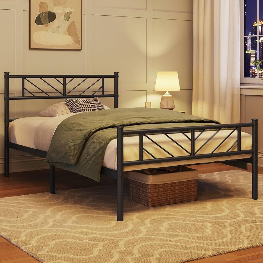 metal bed frame in minimalist bedroom