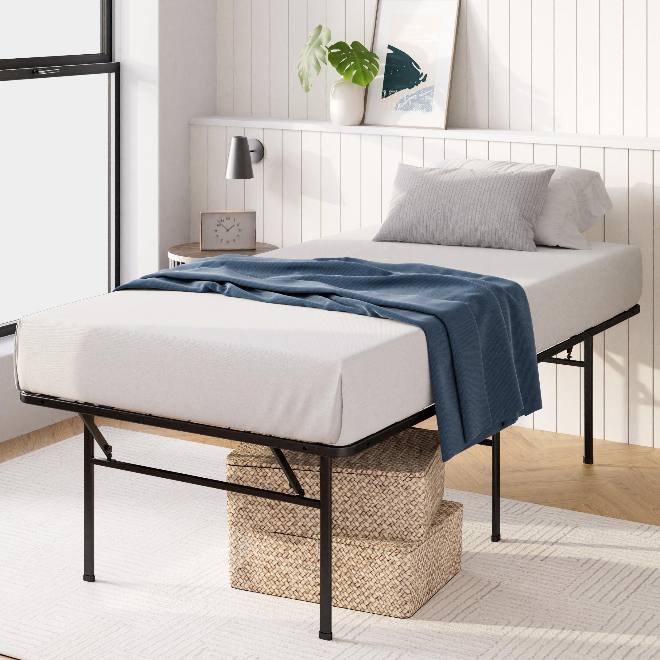 Zinus Compack SmartBase Platform Bed Frame in a bedroom