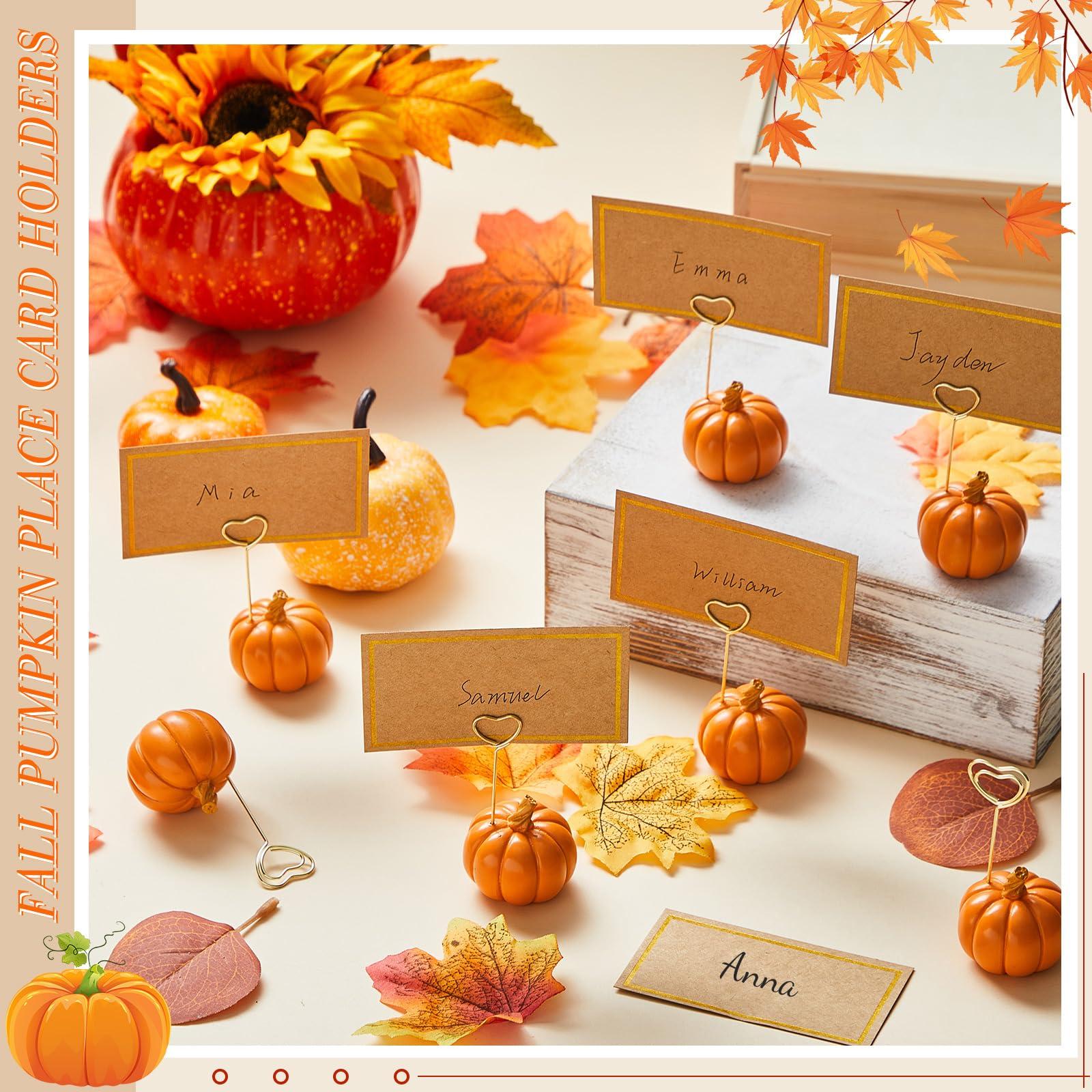 mini pumpkins as place cards thanksgiving