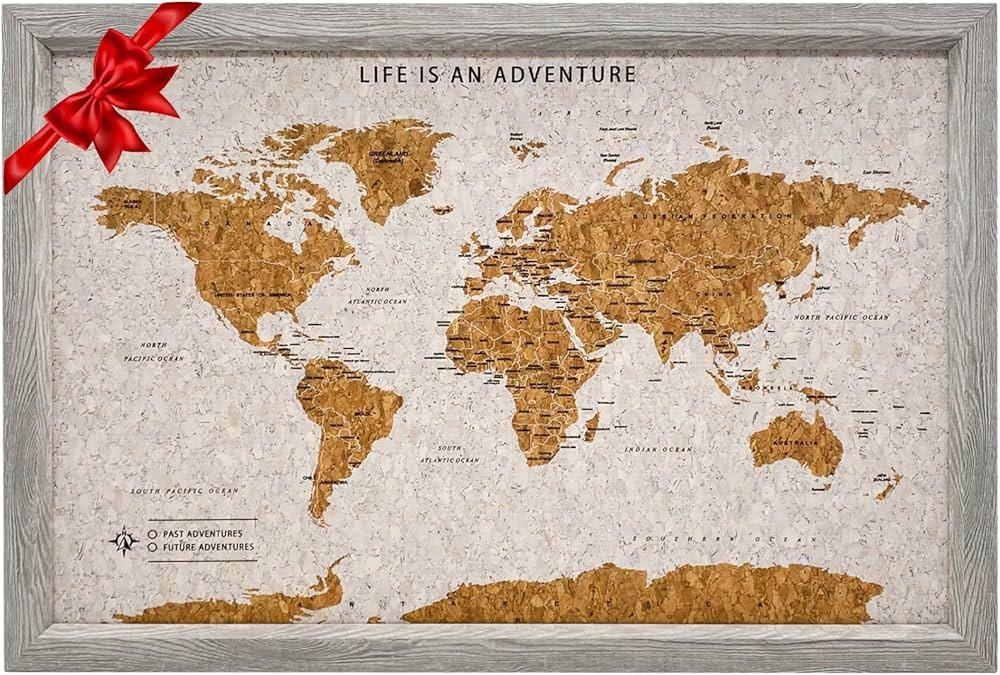 world map with pins marking travel destinations