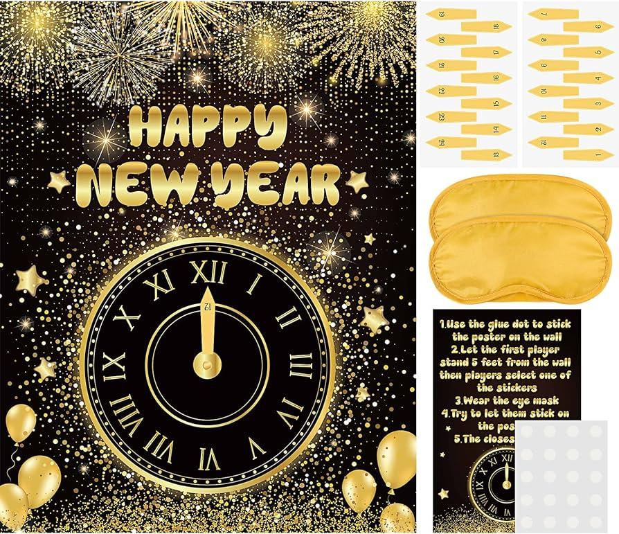 stylish countdown clock, New Year's Eve party noisemakers