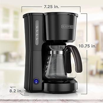 Black + Decker 5-Cup Coffee Maker in a dorm room setting